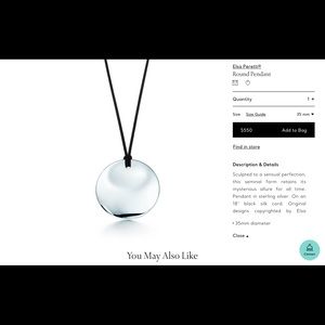 Tiffany & Co Elsa Peretti Silver Round Pendant